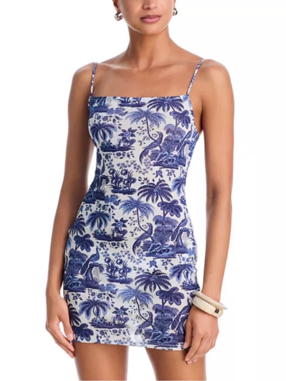 STAUD Hastings Mini Dress  Blue Toile